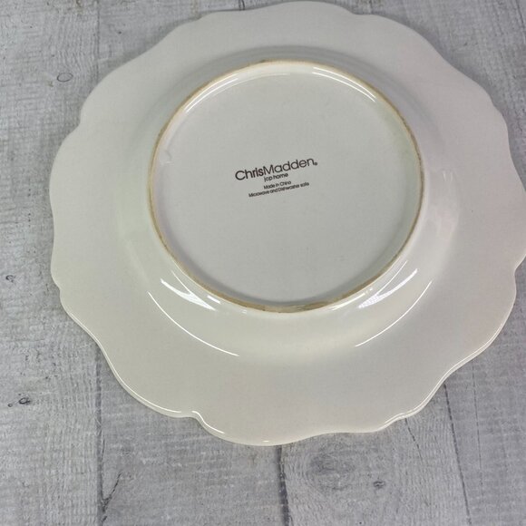 Chris Madden JCPenny ADALINA Ivory Embossed Stoneware Salad Lunch Plates Set 4 - Picture 5 of 16